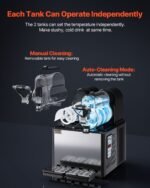 Commercial Slushy Machine, 3LX2 Tank Slush Drink Maker, Drink Machine With Temperature Preservation, Stainless Steel Home Slush Drink Machine With Automatic Clean, Black - Image 2