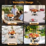 4Pcs Chafing Dish Buffet Set 4.76QT Round Buffet Servers Food Warmer Stainless Steel Catering Chafer With Glass Lid For Warming Cooling Gatherings Banquets Buffets Party Wedding - Image 5