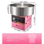 VEVOR Electric Cotton Candy Machine, 1000W Candy Floss Maker, Commercial Cotton Candy Machine With Stainless Steel Bowl, Sugar Scoop, And Drawer, Perfect For Home Kids Birthday, Family Party Pink - Image 7