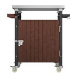 Outdoor Grill Cart With Stainless Steel Tabletop, Storage, Patio Kitchen Island With Wheels, Hooks, And Spice Rack, Waterproof Outdoor Grill Table, Movable BBQ Serving Cart Rolling Bar Cart - Image 8