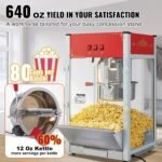 Popcorn Popper Machine 12 Oz Countertop Popcorn Maker 1440W 80 Cups Red - Image 2
