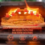 Stainless Steel Pizza Oven Outdoor 12 Automatic Rotatable Pizza Ovens,Portable Wood Fired Pizza Oven Pizza Maker With Timer, Built-in Thermometer,Pizza Cutter - Image 2